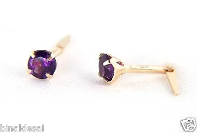 9ct Gold Andralok 3.5mm Small Amethyst Studs Earrings Mum's Girls X'mas GIFT Box • £18.99