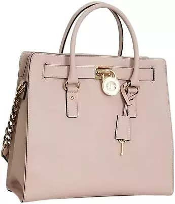 🌞michael Kors Hamilton Large Pink Ballet Saffiano Gold Leather Ns Tote Bag🌺nwt • $232.49