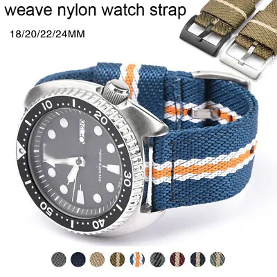 Sport Nylon Strap Stripe Watch Band Bracelet 18 20mm 22mm 24mm Cloth Loop Belt • $11.48