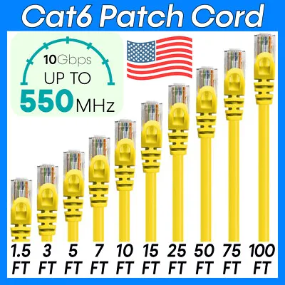 $7.29 • Buy Yellow Cat6 Patch Cord Lan Internet Network Cat6 Cable Ethernet Router Cable LOT