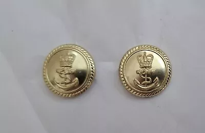 19mm Gold Officers' Naval Buttons Rope & Anchor Design. Set Of 2 New Buttons • £5