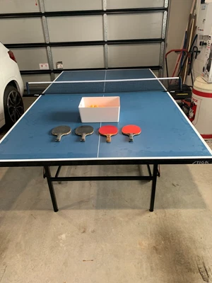 $120 • Buy Table Tennis Table, Stiga, Ping Pong Table With 4 Bats And 50 Plus Balls