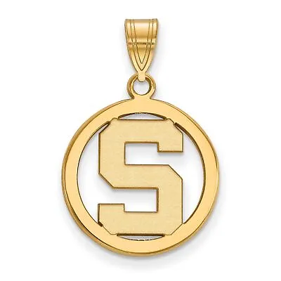 Michigan State Spartans School Letter Logo Circle Pendant Gold Plated Silver • $51.99