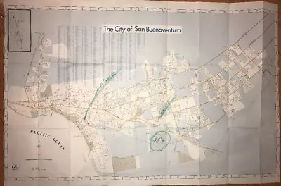 Vtg Rare 1977 Ventura County San Buenaventura City Map Double Side 23x34 • $9.46