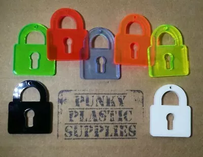 5x Padlock Punky Acrylic Charms/pendants/diy Jewellery/craft's/laser Cut • £2