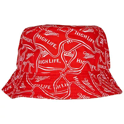 Miller High Life Logo Collage Bucket Hat Red • $15.99