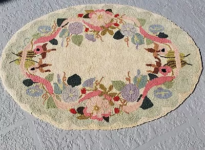 Vintage Claire Murray Hand Hooked Floral Wool Rug 37x25 • $80