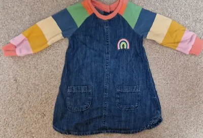 Next 6-9 Months Girls Denim Rainbow Dress New Without Tags • £4.99