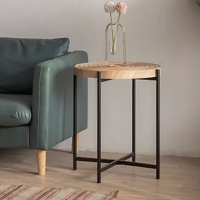 Modern Thread Design Round Coffee End Table  With Metal Legs • $86.94