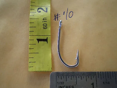 100 Pcs. Stainless Steel In Line Hooks Mustad 34007 Size #1/0  • $28.99