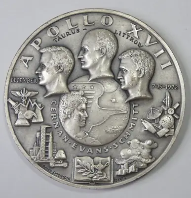 Apollo XVII Medallic Art Co. Large Silver Medal .999 Pure Silver Collectible • $189.95