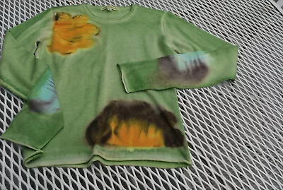 Marika Charles Cashmere Sweater Sz Medium Hand Dyed Green Ethereal • $175