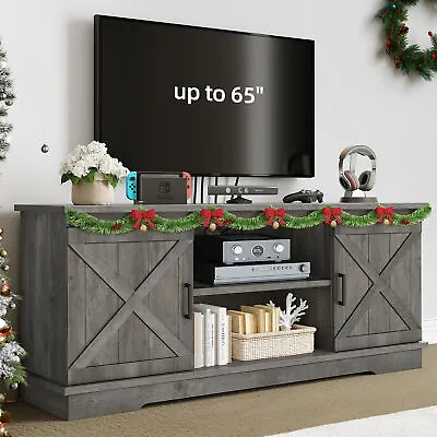 Farmhouse Rustic TV Stand Entertainment Center For Up To 65  TV Media Console • $124.98