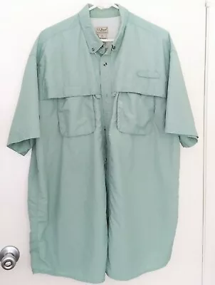 LL Bean Fishing Shirt Men's XLT Vented Mint Green XL Tall Outdoor Pockets Mesh * • $15.95