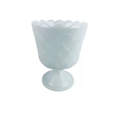 Milk Glass Fruit Pedestal Bowl E.O. Brody Honeycomb Pattern Cleveland OH 6 H X 4 • $19