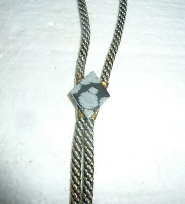 Western Cord Slide Bolo Tie With Black & Gray Stone   S-71 • $6