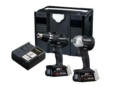  Panasonic Twin Pack Combi Drill Impact Wrench 18V 2 X 3.0Ah Li-ion EYC242PN2G31 • £588.07