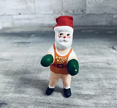 Vintage Handcrafted Mexican Pottery Christmas Boxing Santa Ornament  • $5.96