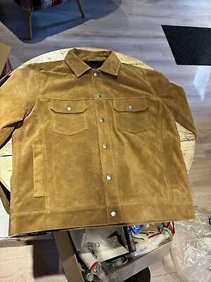 Quince Men’s Suede Trucker Jacket Tan Size Large $249 Retail • $135