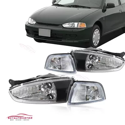 Fits 1997-01 Mitsubishi Mirage 2Dr Coupe Headlights Corner Lamps Black Set 4pcs • $135.99