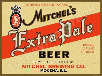 Mitchel's Extra Pale Beer Label 9  X 12  Metal Sign • $14.99