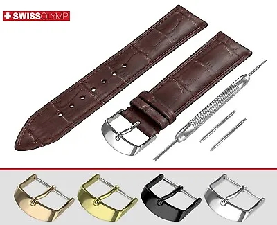 Fits OMEGA Dark Brown Watch Strap Band Genuine Leather For Buckle Clasp Mens • £10.95