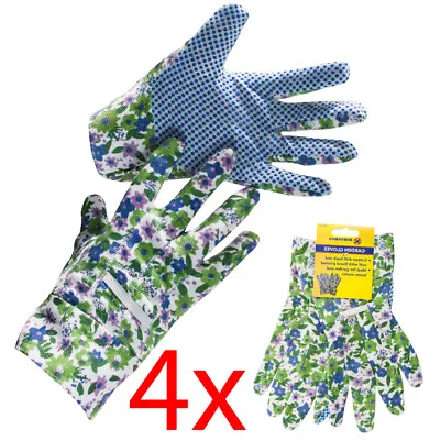 4 Pairs Ladies Gardening Gloves Floral General Working Home Cotton Garden New • £8.99