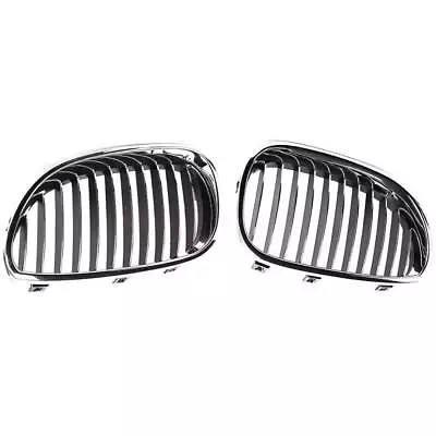 2PC For BMW E60 E61 Bumper Hood Chrome Grill Grille Kidney Front L+R 51137065701 • $61.18