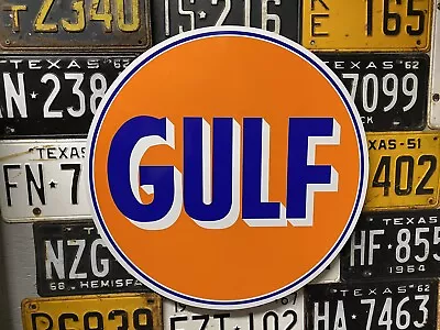 Antique Vintage Old Style Gulf Gas Oil Service Station Sign! • $65