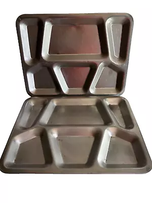 Vintage USN Navy Military Stainless Steel Mess Hall Food Trays (Set Of 2) • $29.99