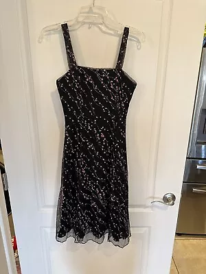 Vintage Papell Boutique Evening Black Floral Dress. Size 6 • $45