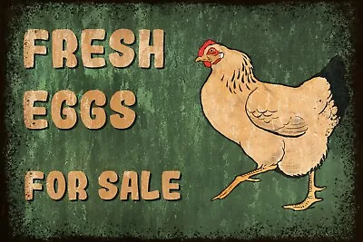 Fresh Eggs For Sale Aged Look Vintage Style New Metal Sign Chickens Hens • £12.95