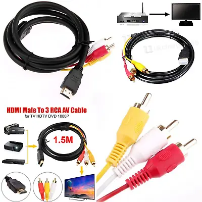 £4.69 • Buy Universal HDMI To 3 RCA Phono Cable Red White Yellow AV Audio Video Lead 1.5M
