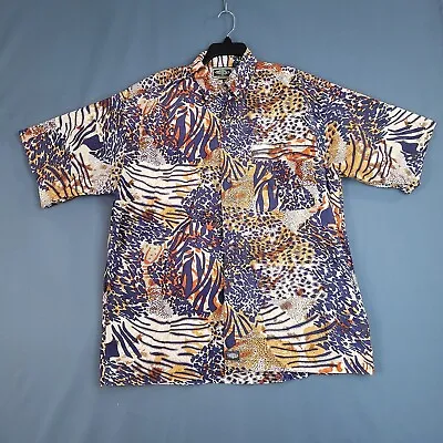 Trust By Monobank Men's Animal Print Button Up Short Sleeve Shirt Brown Size XL • $19.79