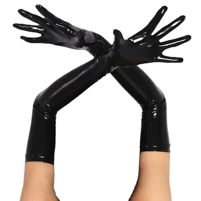 100% Latex Rubber Black Over Elbow Mitten Compression Molded Gloves S-XL • £2.23