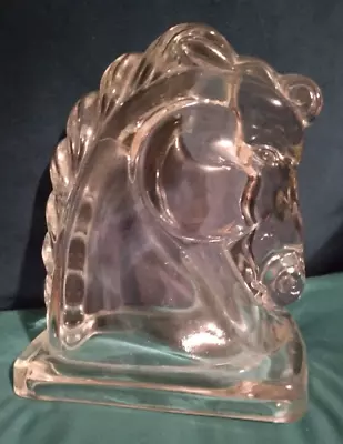 MCM VTG LE Smith~ HORSE HEAD BOOKEND/FIGURINE/STATUE ~Clear Glass~Decor~ • $4.50