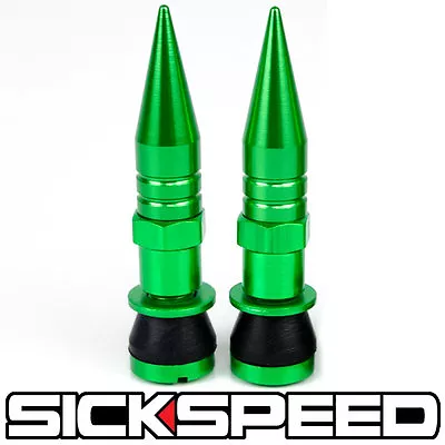 $16.88 • Buy 2 Pc Green Aluminum Valve Stem Caps With Spikes For Motorcycle Wheel Tire M1