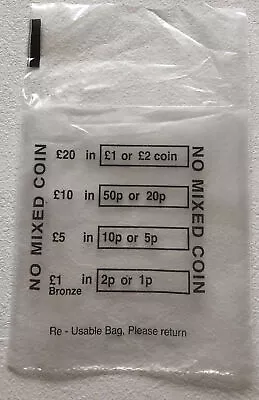 20 Clear Plastic COIN BAGS No Mixed Coins Money Bank Bags • £1.20