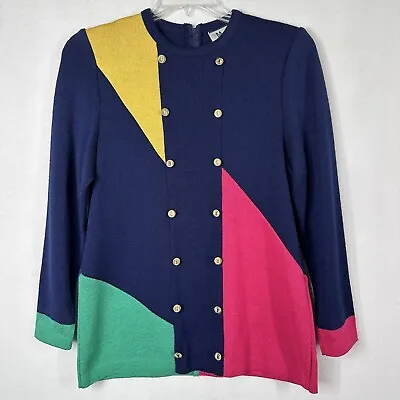 Mita Sweater Vintage 10 Pullover Colorblock Button Detail Thick Long Sleeve Zip • $33.99