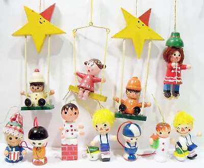 Children Boy Girl Child Theme Swing Star Ice Skater Wooden Wood Vintg Ornaments • $19.99