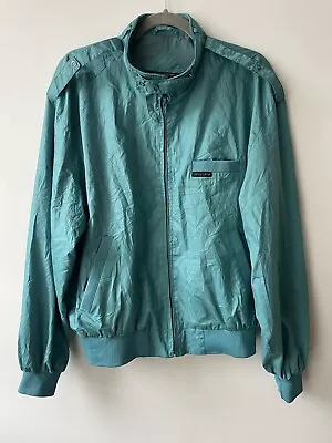 Members Only Jacket Men’s 44 Teal Green Cafe Racer Bomber Full Zip Vintage 80s • $18.88