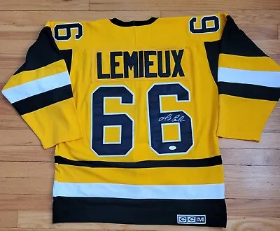 Mario Lemieux  Pittsburgh Penguins Hockey Autographed Signed Jersey  JSA Letter • $805