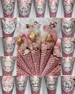 £1.90 • Buy Wedding Rose Gold Filled Sweet Chocolate Cone Favour Party Bags Gift Present