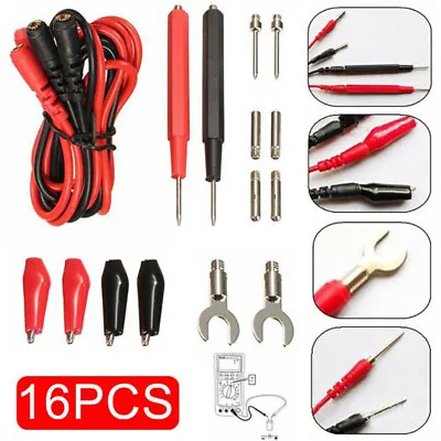 16 In 1 Digital Multimeter Test Leads Probes Volt Meter Cable Clip Alli;g • $5.92