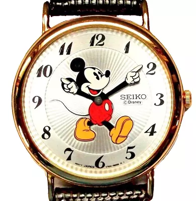 Disney Mother Of Pearl Seiko Mens Mickey Mouse Watch! Brand-New! Retired! • $595