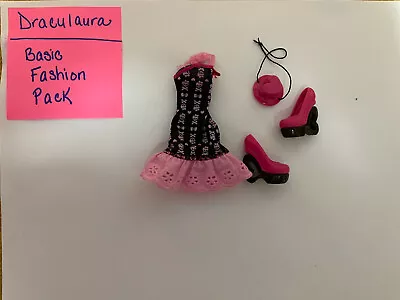 Draculaura Monster High Basic Fashion Pack Outfit Clothing Dress Shoes Hat Lot • $21.99