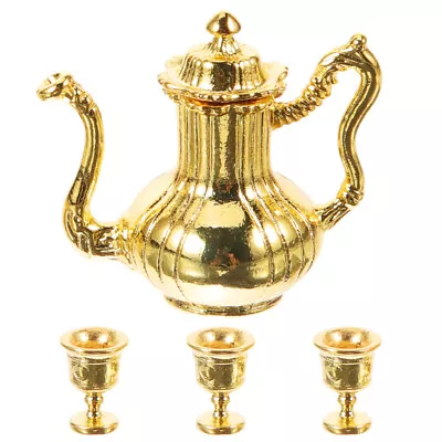 Mini Metal Teapot & Tea Cup Set For Dollhouse Pretend Play-QP • £8.35