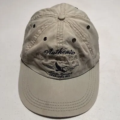 VTG Eddie Bauer Baseball Hat Cap Strapback Small Medium Beige Cotton Made In USA • $19.98