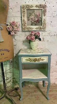 $295 • Buy Painted Cottage Chic Shabby Romantic French Mosaic Night Table 