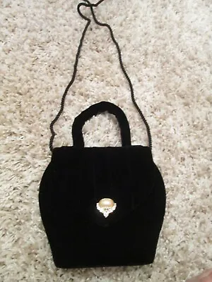 Pretty Vintage Monet Black Velvet Pearl Phinestone Evening Bag Lqqk!!! • $58.99